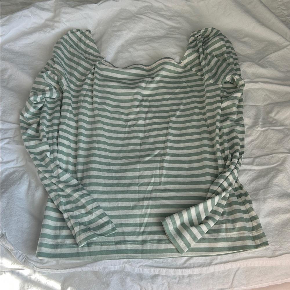 Boden Mint and White Striped Tee - Picture 3 of 3